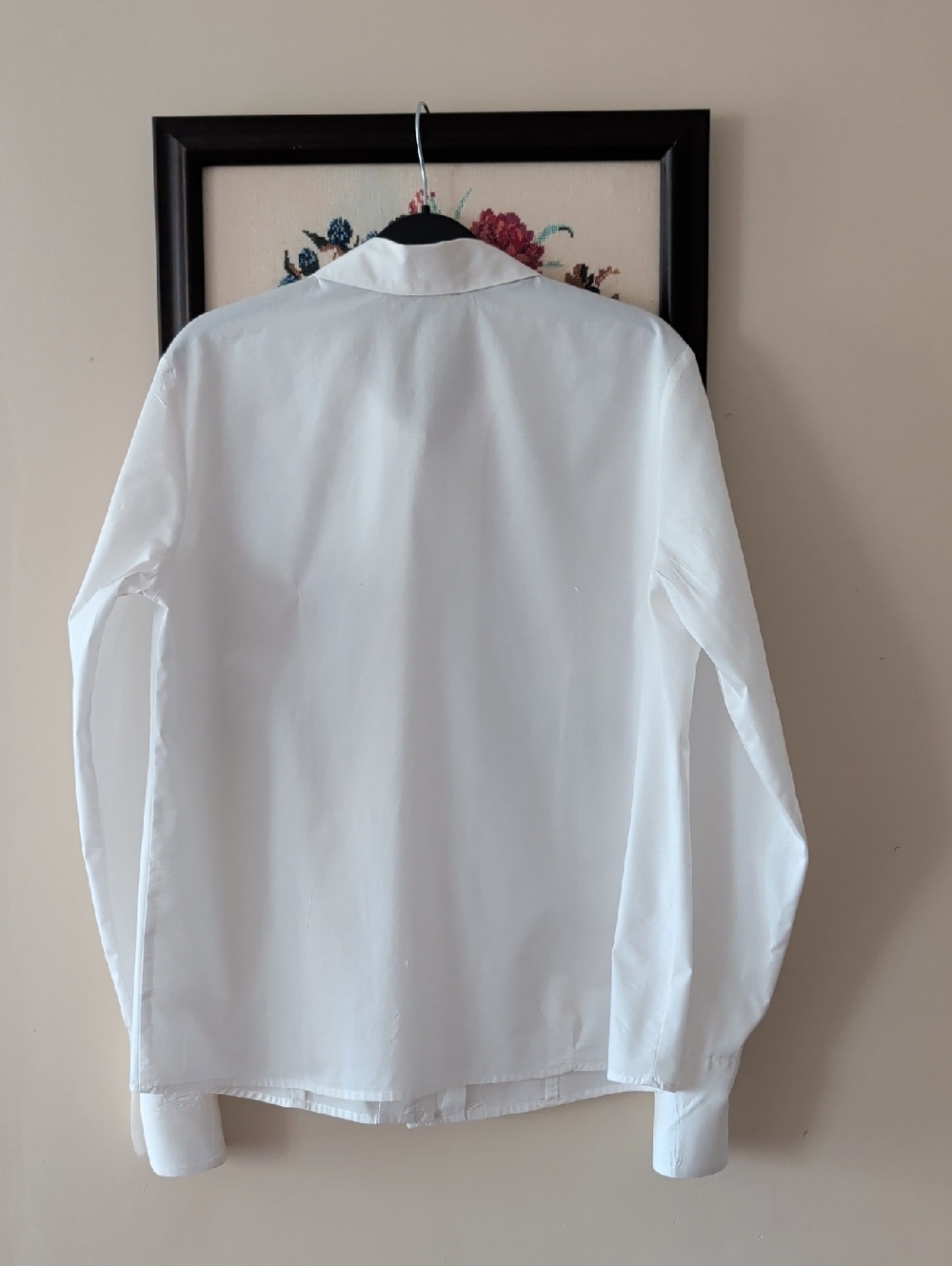 White Ruffled Front Button-Down Blouse - Picture 7 of 12
